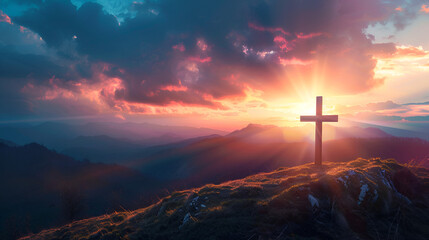 Wall Mural - The cross of Jesus Christ. Easter resurrection idea