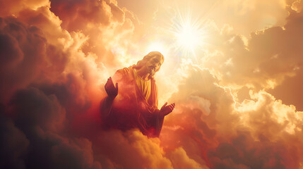 Jesus Christ Shining Brightly in the Clouds