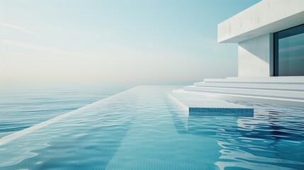 Poster - A large swimming pool located next to the ocean, perfect for summer relaxation