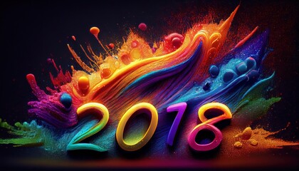 Wall Mural - Colorful Abstract Design Celebrating the Year 2018