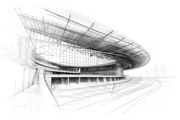 Poster - A building with a unique curved roof design
