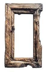 Aufkleber - A wooden picture frame sitting on a plain white surface, ideal for displaying your favorite memories or artwork