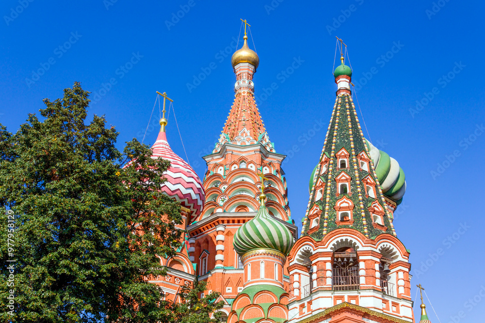 Moscow Design The colorful domes of St. Basil's Cathedral in Moscow, featuring ...
