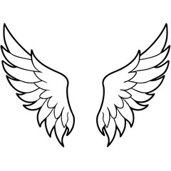 Elegant Curved Angel Wings - Detailed Vector Art