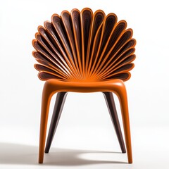 Poster - A chair with a shell shaped back and legs on display, AI