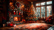 © UseeIvan - Cozy holiday living room with decorated christmas tree and fireplace