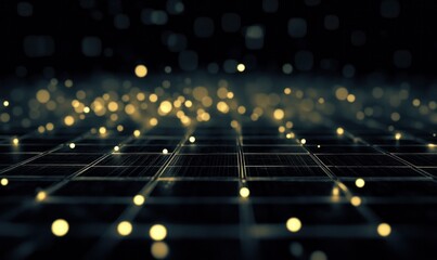 Wall Mural - Abstract Grid with Glowing Lights