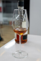 tasting sherry brandy wine in jerez de la frontera, cadiz, andalusia, spain