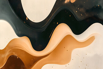 Wall Mural - This modern abstract digital illustration showcases fluid shapes in earthy colors, embodying a minimalist style ideal for backgrounds or wallpapers to enhance any spaces visual appeal