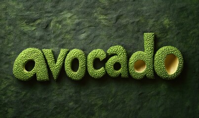 Wall Mural - Avocado Textured Word on Green Background