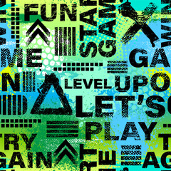 Aufkleber - Seamless abstract pattern on game style. Background for boys with words