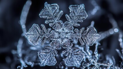 Canvas Print - A Detailed Close-Up of a Delicate, Six-Pointed Snowflake