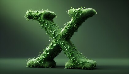 Vibrant green leaves forming a unique letter X shape in nature