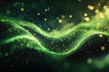 Poster - Abstract green wave with bokeh. Perfect for backgrounds, website design, or presentations.