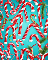 Wall Mural - Candy canes with festive ribbons