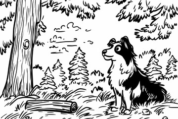 Cute coloring page featuring a playful dog for kids creativity.