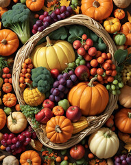 Poster - Cornucopia filled with autumn produce