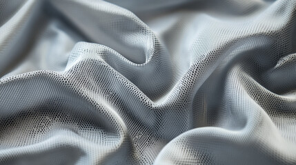 a lightweight, silver-gray fabric with small perforations for breathability. the material drapes sof