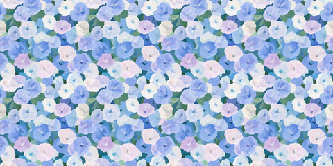 pattern of morning glories in an impressionistic style with gouache