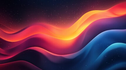 Wall Mural - Abstract Colorful Wavy Lines with Glowing Spots Against a Dark Background