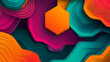 © AI_images_for_people - A dynamic abstract surface featuring colorful hexagons in orange, teal, and magenta, combined with smooth wavy lines for a striking, vibrant design.