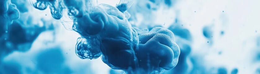 Poster - abstract blue ink swirls in water