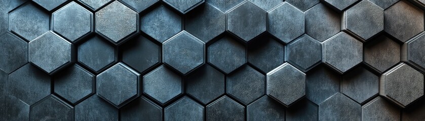 Poster - A Close-Up of a Wall Covered in Hexagonal Tiles