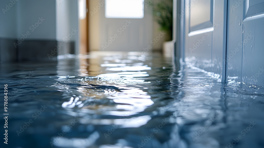 Floodwater seeping under doors and windows, illustrating inadequate ...