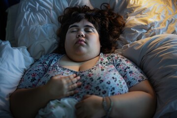 Sleeping obese girl