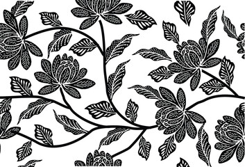 Wall Mural - Indonesian batik motifs with very distinctive, exclusive plant patterns. vector EPS 10