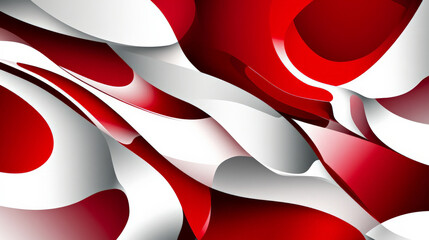 A professional abstract banner with bold red and white geometric patterns, accented by smooth curves for a striking, modern design.