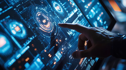 Fototapete - IT  information technology concept on touchscreen, computer systems