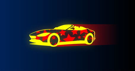 neon sport car silhouette dark background