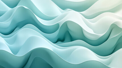 Wall Mural - A soothing background with flowing wavy shapes in a gradient from turquoise to pastel blue, blending seamlessly for a calm and serene visual effect.