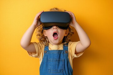 child wearing virtual reality headset with an amazed expression symbolizing the awe and wonder of im