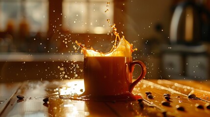 cup of coffee sizzling