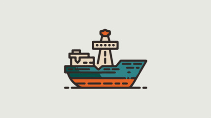 Stylized Vector Illustration of a Cargo Ship