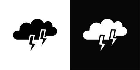 Wall Mural - Thunder lightning icon Vector flat thin line illustration