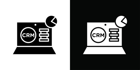 crm icon Vector flat thin line illustration