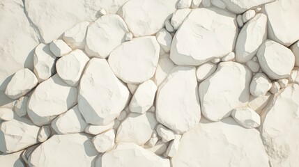 Poster - Artwork depicting a white wall constructed from smooth stones