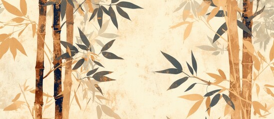 Poster - Bamboo artwork on a decorative background Graphic botanical elements on a textured wall Ideal for wallpaper murals and card designs