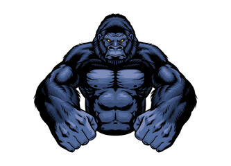 Wall Mural - fearless gorilla hand drawn illustration