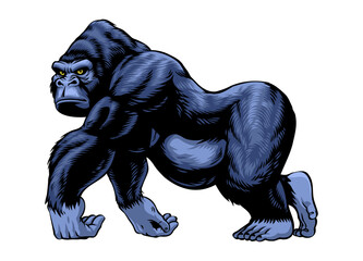 Wall Mural - hand drawn illustration of big aggresive gorilla