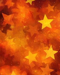 Poster - Dark orange 2D cartoon design featuring vibrant stars Decorative illustration on an abstract template perfect for business advertising