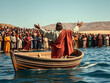 © Snap2Art - Gospel Images from the Bible NT - Jesus teaches crowd from a boat on the Sea of Galilee