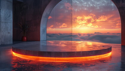 Wall Mural - Concrete Platform with Sunset View