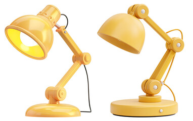 set of cute desk lamp. office equipment concept. 3D animation style.