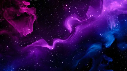 seamless pattern of swirling galaxies in deep purples and blacks, intertwined with glowing constella