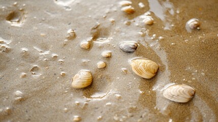 Poster - Seashells on Wet Sand