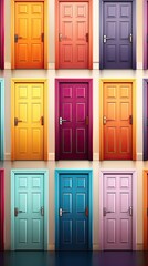 Canvas Print - blue and yellow doors